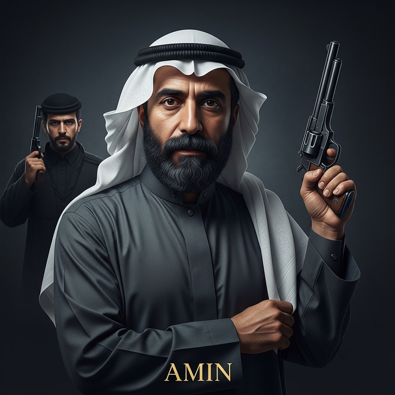 Amin and Executioner with Pistol - Middle-Eastern Man Named Amin Amin and Executioner with Pistol - Middle-Eastern Man Named Amin