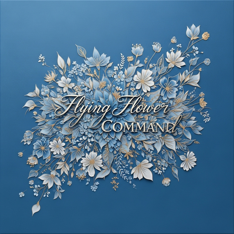 High-End Flying Flower Command Blue Canvas Image