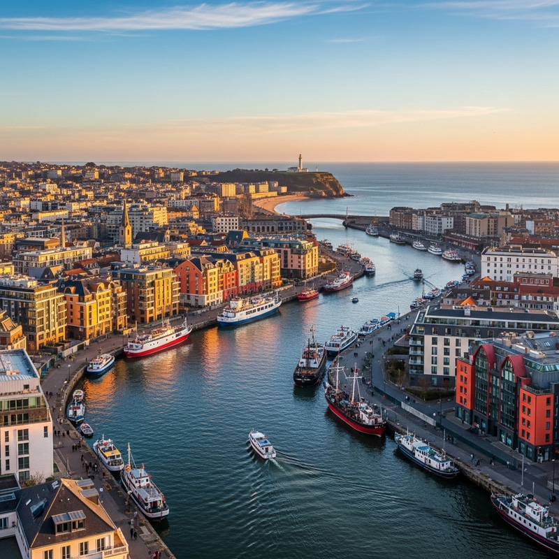 Picturesque Coastal City with River Channels Picturesque Coastal City with River Channels