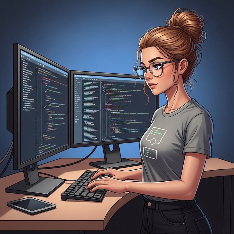 Code Assistant Girl | Software Developer Illustration Code Assistant Girl | Software Developer Illustration