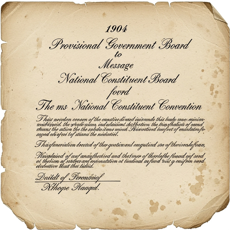 1904 Provisional Government's Message to National Constituent Convention 1904 Provisional Government's Message to National Constituent Convention