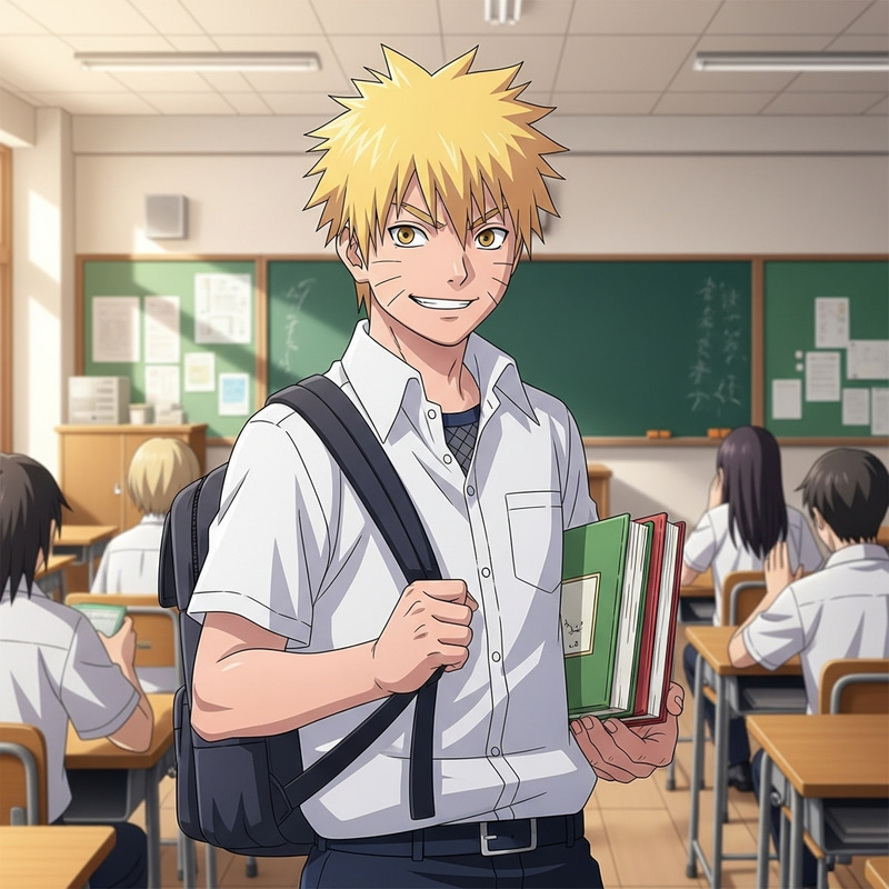 Young Ninja Student with Mischievous Grin Young Ninja Student with Mischievous Grin