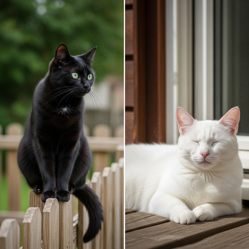Tranquil Black and White Cats Scene Tranquil Black and White Cats Scene