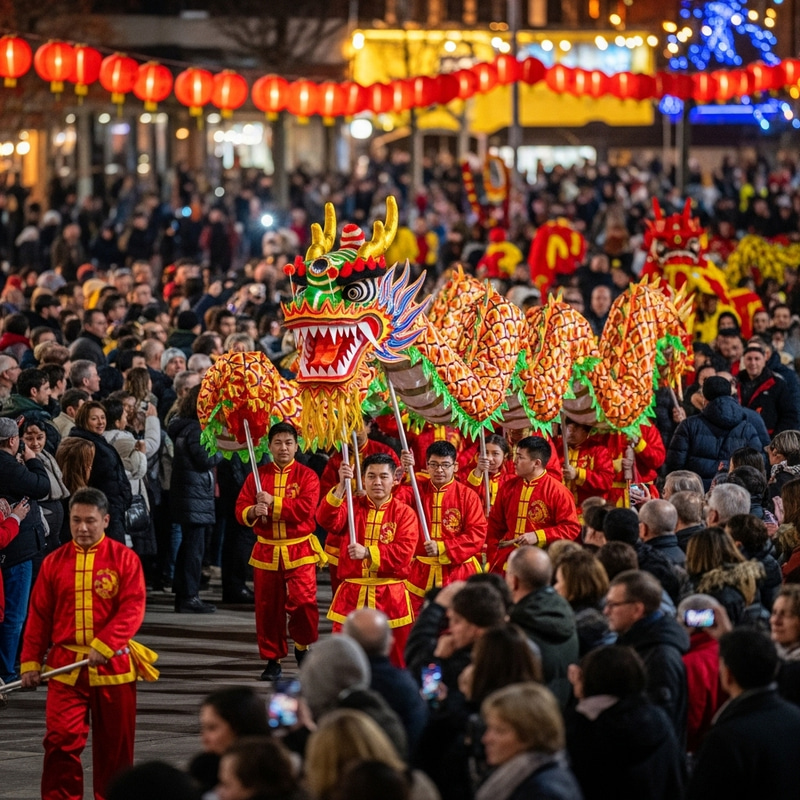 Colorful Dragon at Chinese Spring Festival 2024 Celebration