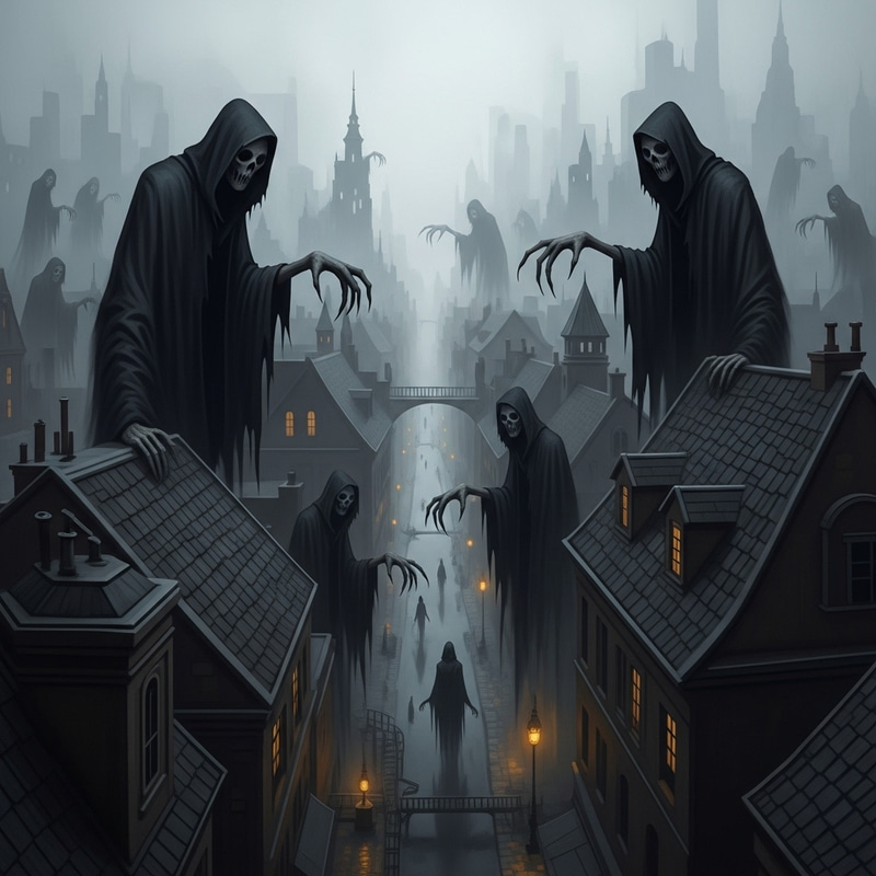 Shadowy Cityscape with Dementors | Harry Potter Fantasy