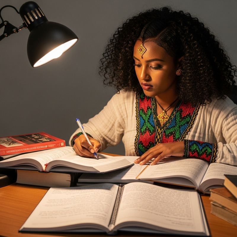 Ethiopian Student Studying Ethiopian Student Studying