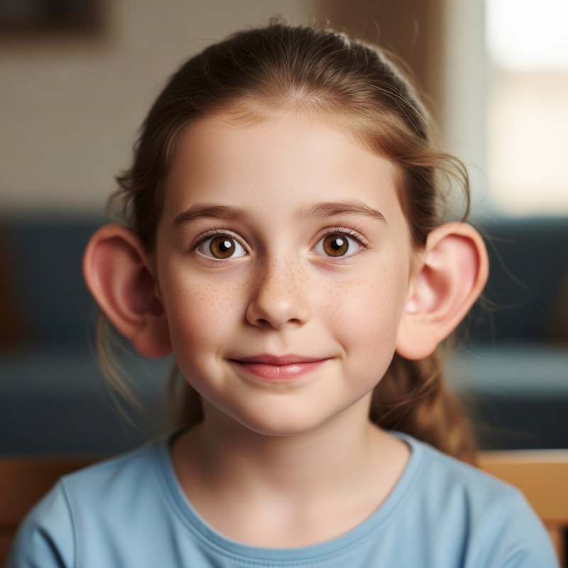 Creative Illustration of a Girl with Prominent Ears Creative Illustration of a Girl with Prominent Ears