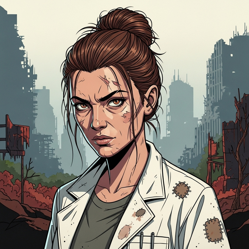 Post-Apocalyptic Female Researcher Portrait Art Post-Apocalyptic Female Researcher Portrait Art