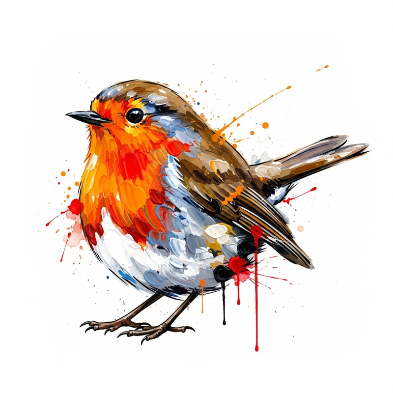 Vibrant European Robin Watercolor Art