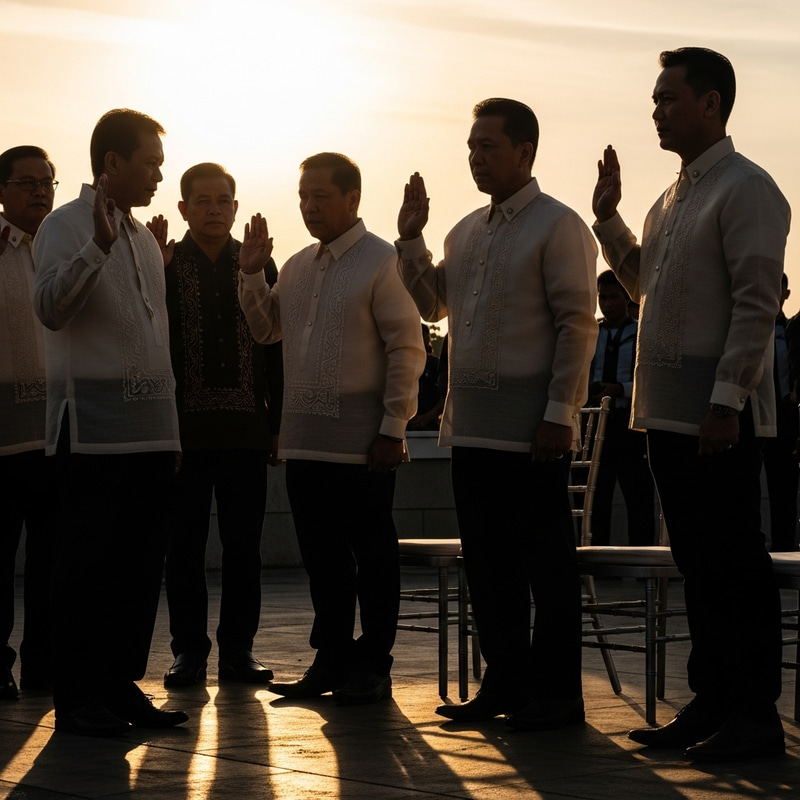 Filipinos in Oath-taking Ceremony: Barong Tagalog Silhouette Filipinos in Oath-taking Ceremony: Barong Tagalog Silhouette