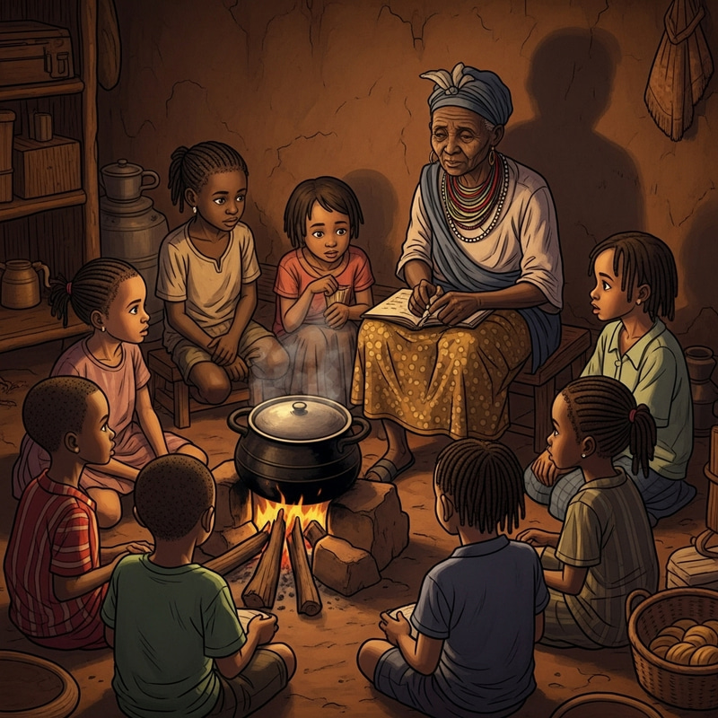 African Children Listening to Grandma's Tales African Children Listening to Grandma's Tales