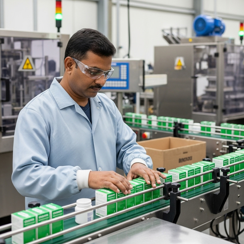 Dedicated Man Ensuring Precise Ointment Packing Dedicated Man Ensuring Precise Ointment Packing