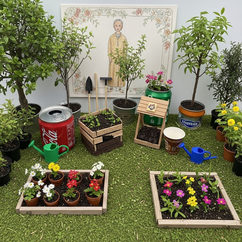 Creative Miniature Nursery Garden | Recycled Materials Artistry Creative Miniature Nursery Garden | Recycled Materials Artistry