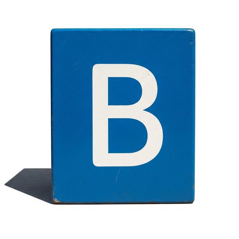 Blue Block with Letter 'B' Standing Upright Blue Block with Letter 'B' Standing Upright