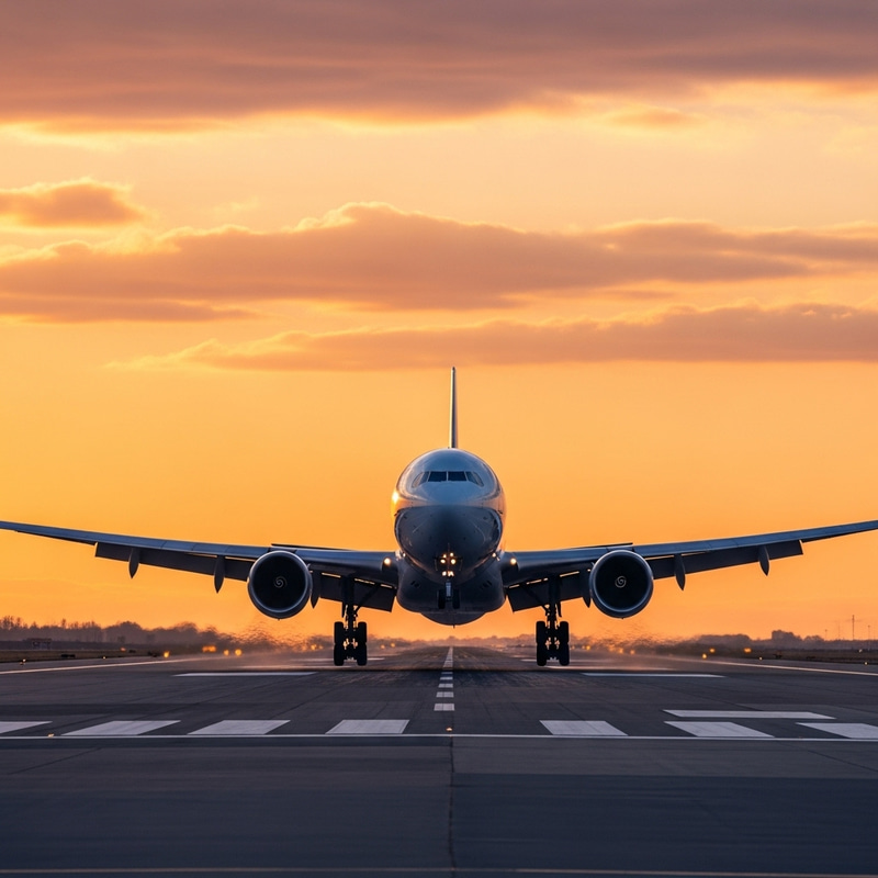 Majestic Airliner Landing at Sunset - Stunning Photography