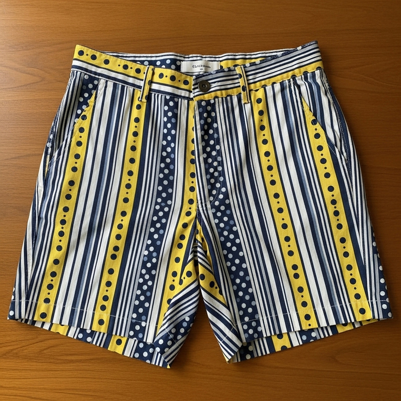 Stylish Tailored Shorts with Stripes and Dots Stylish Tailored Shorts with Stripes and Dots