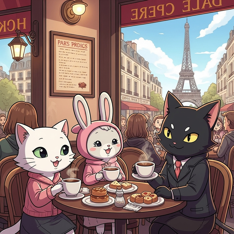 Hello Kitty My Melody Kuromi Café Date in Paris