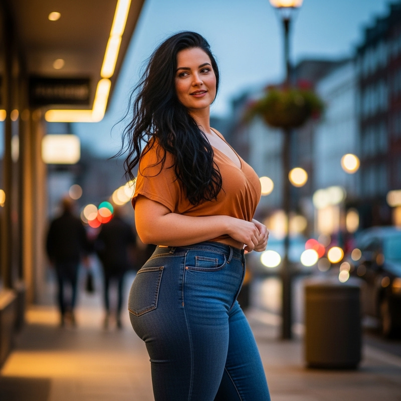 Confident Curvaceous Woman | Standing Proudly in Casual Outfit Confident Curvaceous Woman | Standing Proudly in Casual Outfit