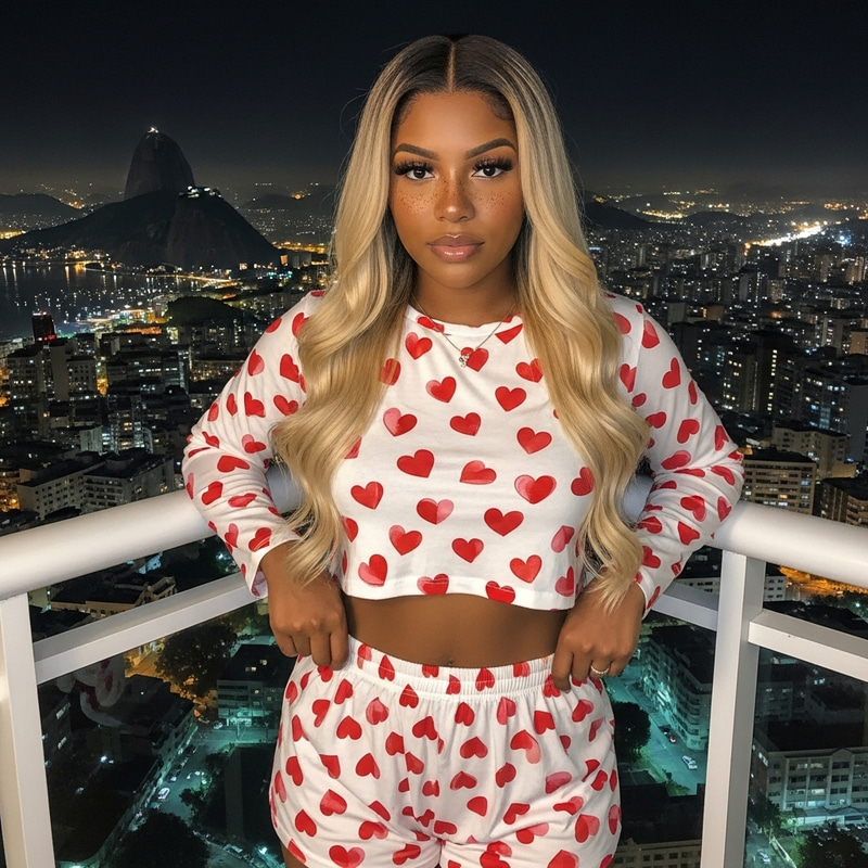 Valentine's Day Afro-Caribbean Pyjamas | Heart Print Sleepwear Valentine's Day Afro-Caribbean Pyjamas | Heart Print Sleepwear