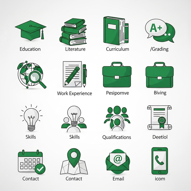 Professional Icons for English Teacher CV Professional Icons for English Teacher CV