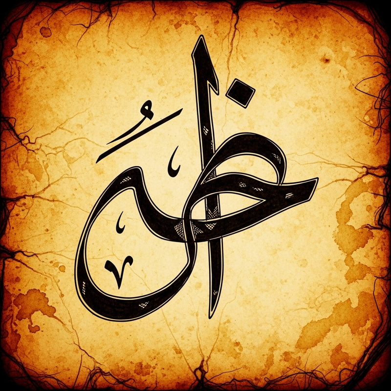 Ancient Parchment with Stylized Arabic Character 'Dad' Ancient Parchment with Stylized Arabic Character 'Dad'