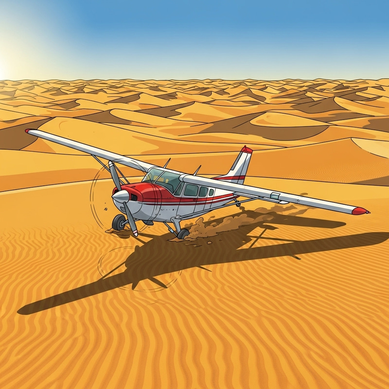 Clip Art of Plane Emergency Landing in Sahara Desert Clip Art of Plane Emergency Landing in Sahara Desert