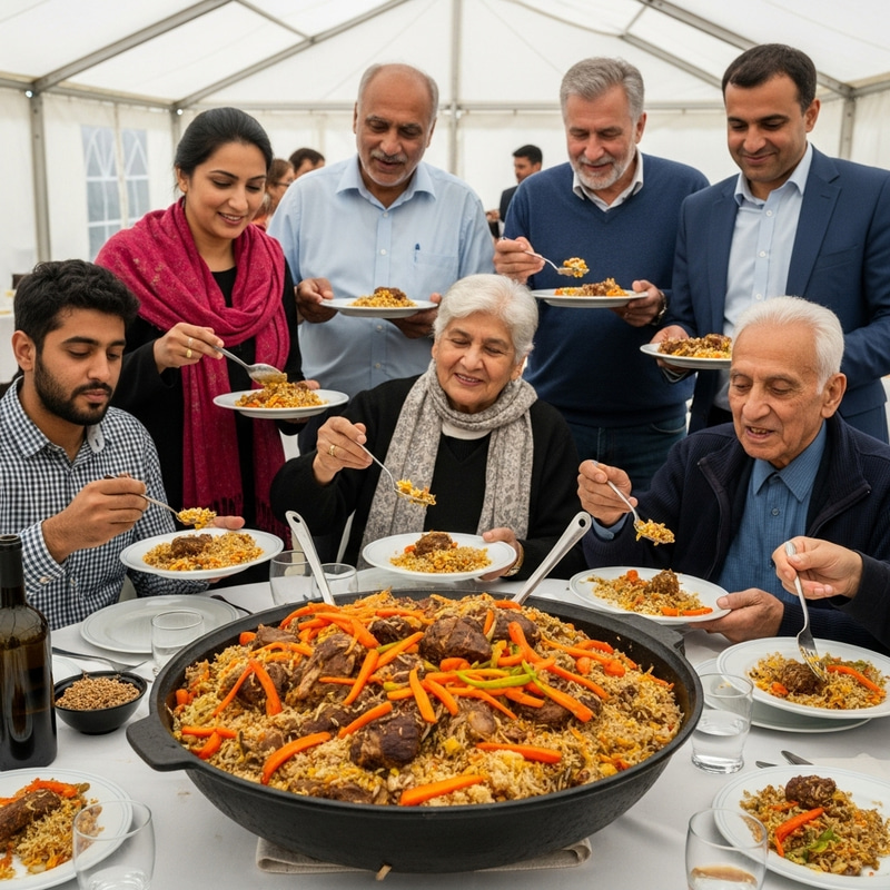 Uzbek Plov Celebration: Shared Feast with Mutton and Carrots Uzbek Plov Celebration: Shared Feast with Mutton and Carrots