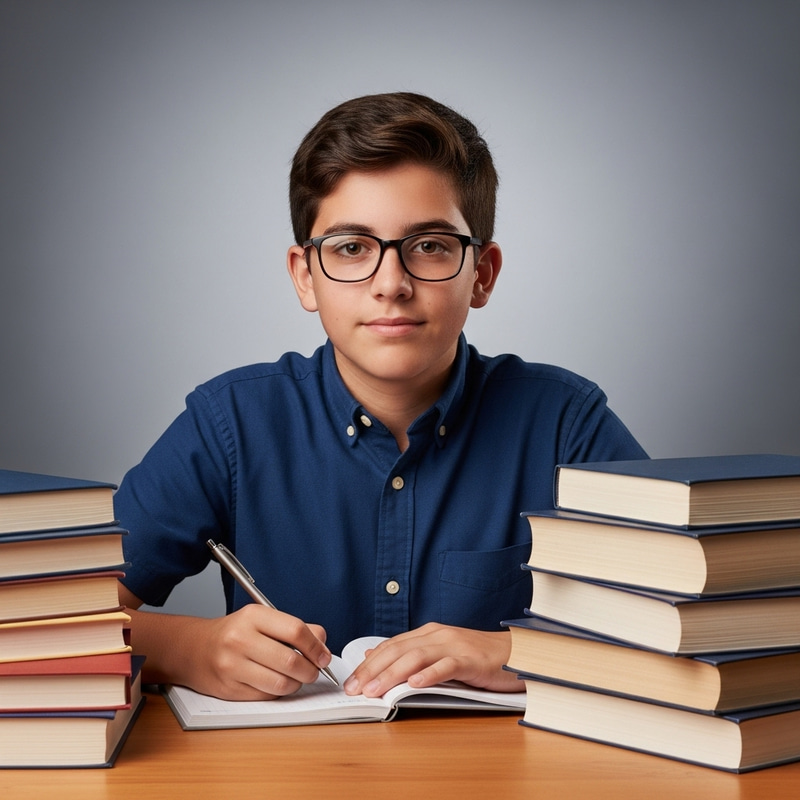 Confident Hispanic Student Studying Intently