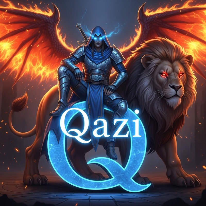 Qazi: Dark Assassin with Fiery Dragon Wings and Lion Transformation Qazi: Dark Assassin with Fiery Dragon Wings and Lion Transformation