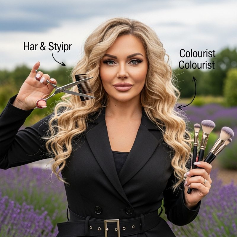 Beautiful Blonde Woman in Her 40s: Hair Stylist & Colorist Beautiful Blonde Woman in Her 40s: Hair Stylist & Colorist