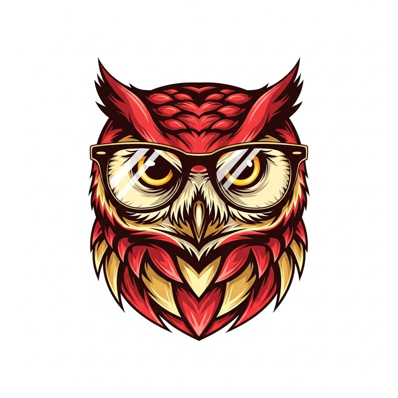 Vibrant Red & Gold Owl Artwork | Graphic Design Inspiration