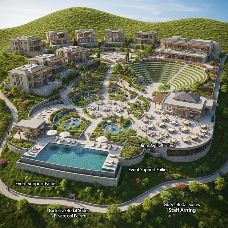 Enchanting Wedding Resort with 80 Rooms | Scenic Hill Views