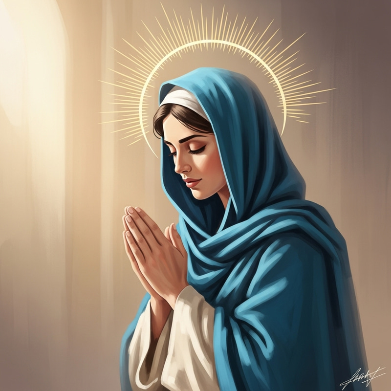 Serene Blessed Virgin Mary Prayer Painting - Religious Art Serene Blessed Virgin Mary Prayer Painting - Religious Art