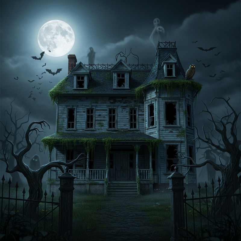 Spooky Haunted House at Midnight Spooky Haunted House at Midnight