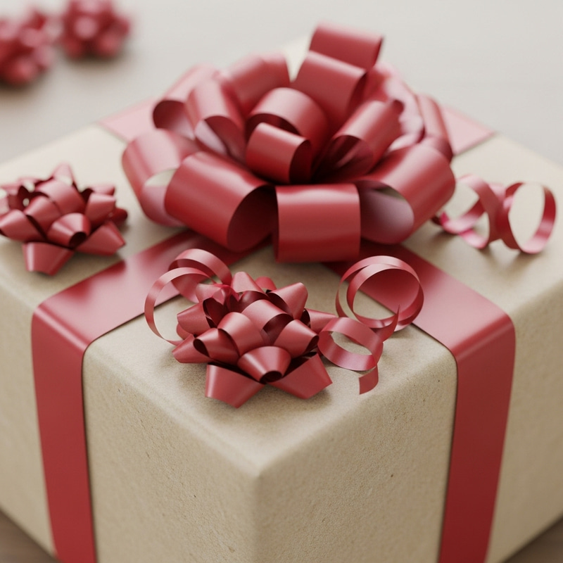 Beautifully Wrapped Present with Elegant Ribbons and Bows