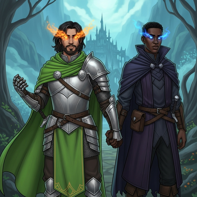 Fantasy Dungeons and Dragons Male Characters Diversity Artwork Featuring a Cleric and Mage Fantasy Dungeons and Dragons Male Characters Diversity Artwork Featuring a Cleric and Mage