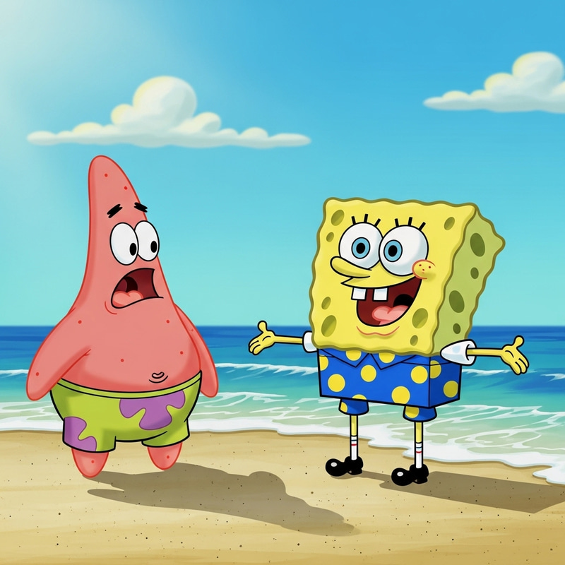 SpongeBob and Patrick in Beachwear Fun SpongeBob and Patrick in Beachwear Fun