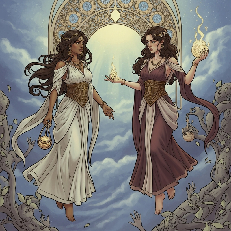 Elegant Fantasy Art with Magic Potions Ascending Skyward