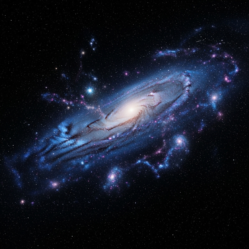 Expansive Universe Galaxy Art: Swirling Blues & Purples