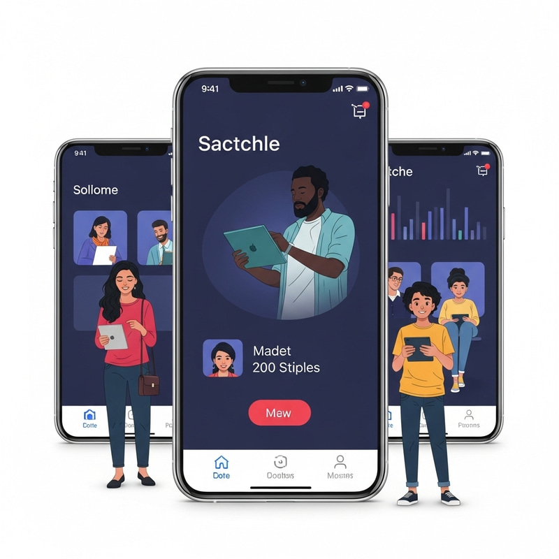 Modern Mobile App Interface with Diverse User Interaction | App Design Inspo Modern Mobile App Interface with Diverse User Interaction | App Design Inspo
