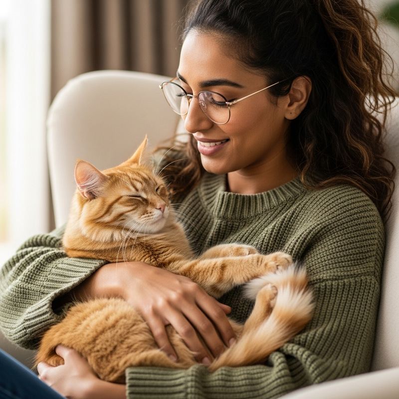 Mia Khalifa with Orange Tabby Cat Mia Khalifa with Orange Tabby Cat