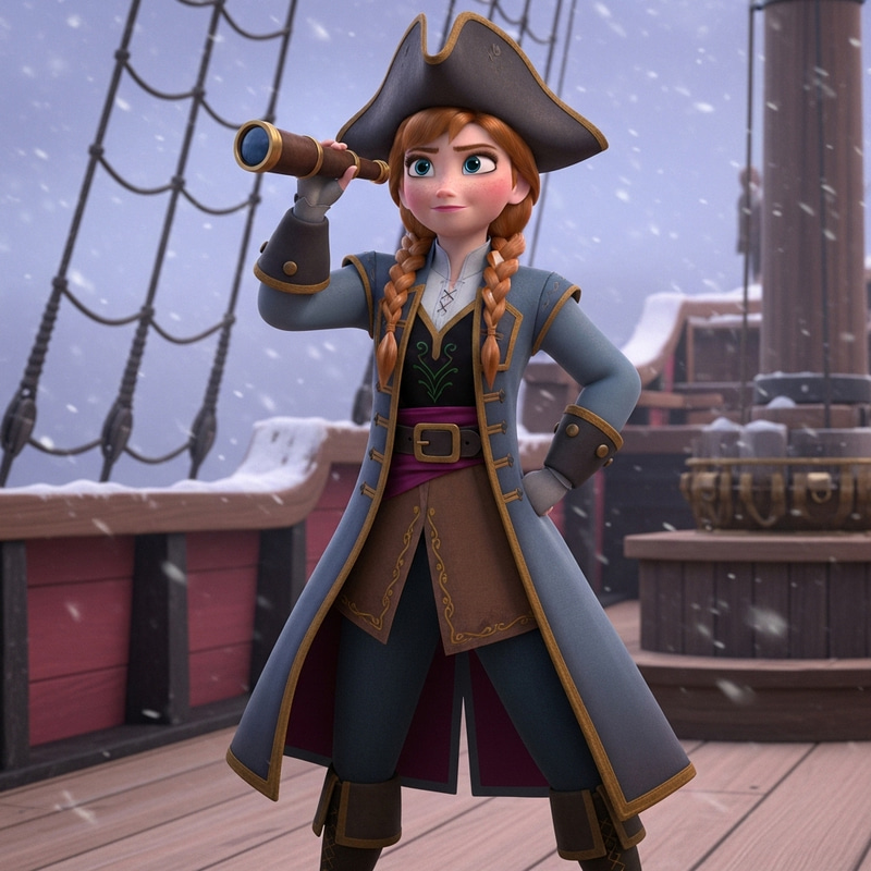 Frozen Pirate Character with Red Braided Hair Frozen Pirate Character with Red Braided Hair