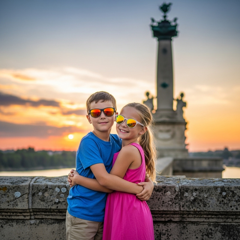 Boy and Girl Embracing on Bridge - Romantic Moment Boy and Girl Embracing on Bridge - Romantic Moment
