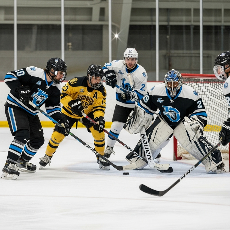 Exciting College Hockey Game Shot in Sports and Action Style Exciting College Hockey Game Shot in Sports and Action Style