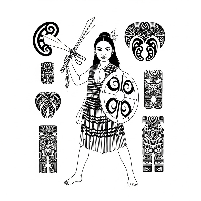 Maori Girl Warrior: Strength & Courage | Traditional Art
