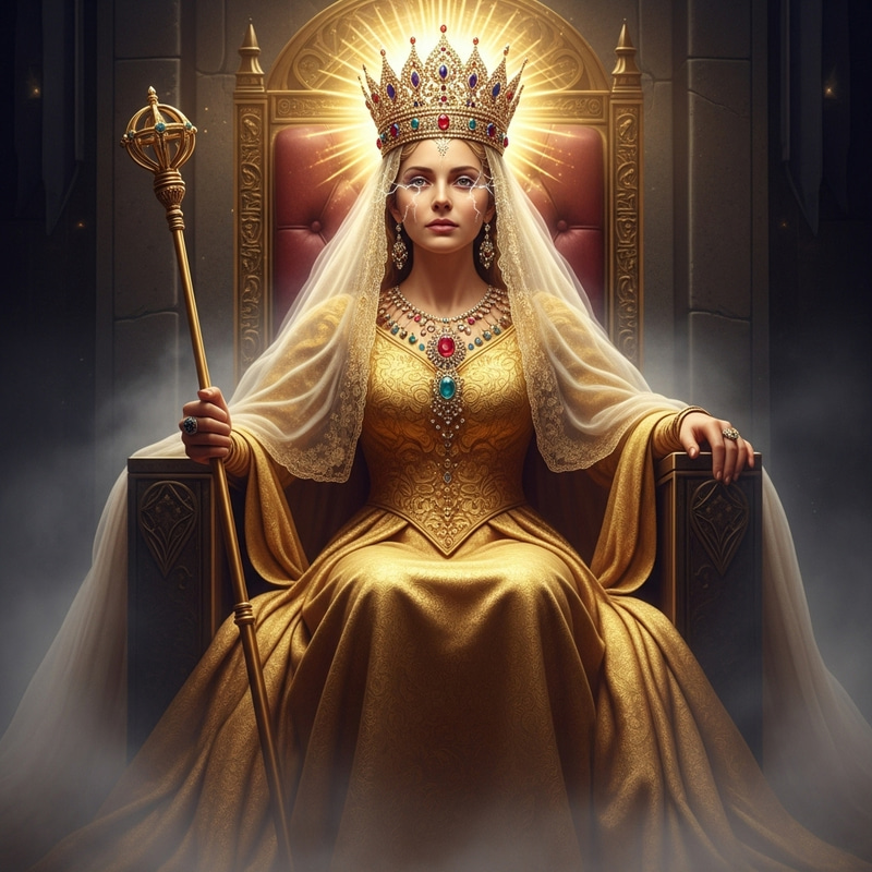 Radiant Woman in New Jerusalem | Haute Couture Gold Gown & Holy Aura