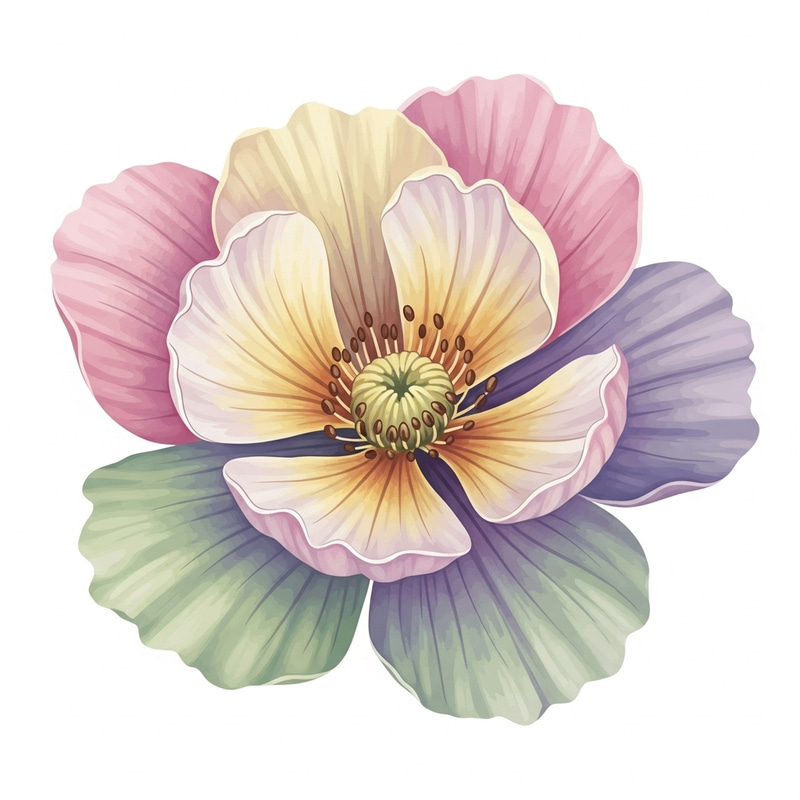 Detailed Spring Flower Vector Graphic | Soft Watercolor Painting