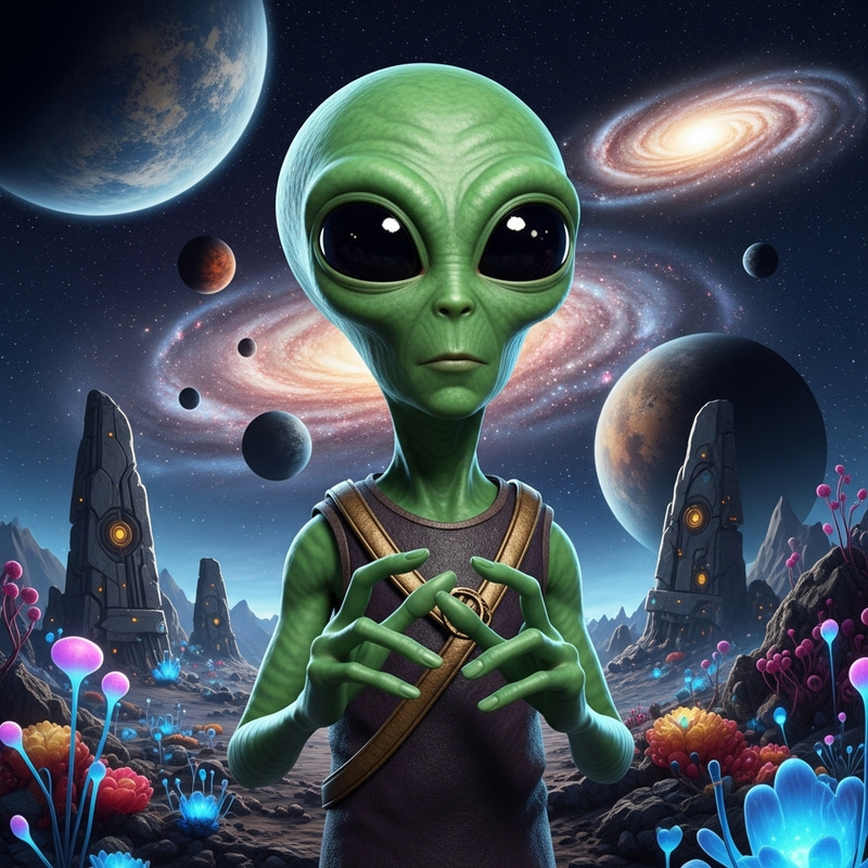 The Enigmatic Alien on Mysterious Alien Landscape The Enigmatic Alien on Mysterious Alien Landscape