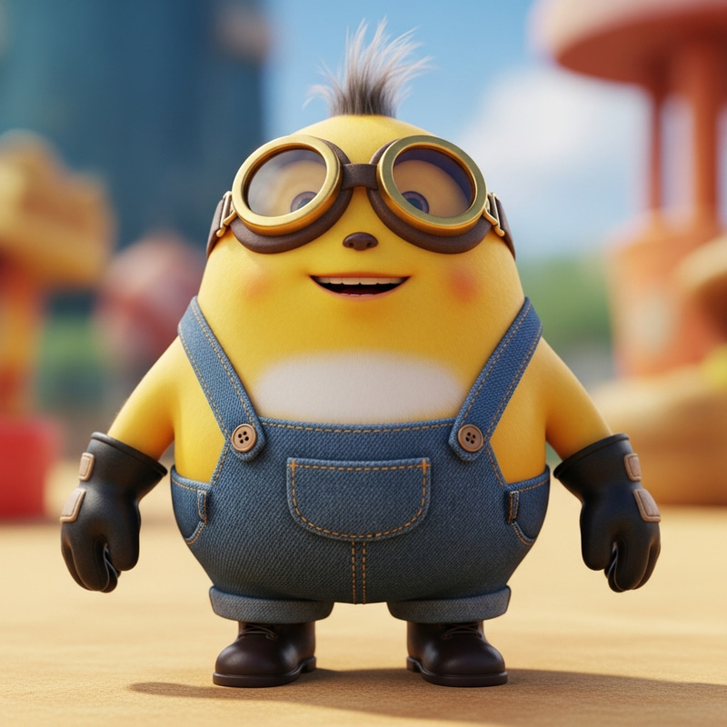 Cheerful Minion - Yellow Imaginary Character with Goggles