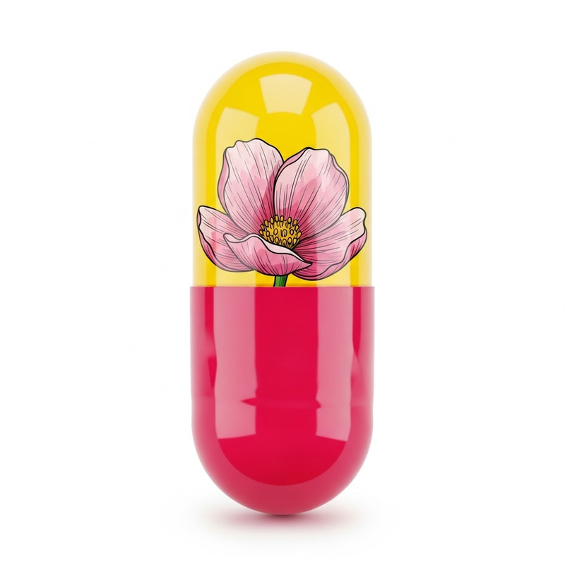 Colorful Gelatine Capsule with Intricate Flower Design Colorful Gelatine Capsule with Intricate Flower Design